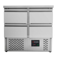 Kühltisch mini mit Unterbau Saladette - 0,90 x 0,70 m - mit 4 Schubladen