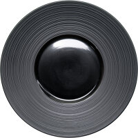 Serie Gourmet Kontrast Teller flach mit breiter, strukturierter Fahne Ø 260 mm, schwarz