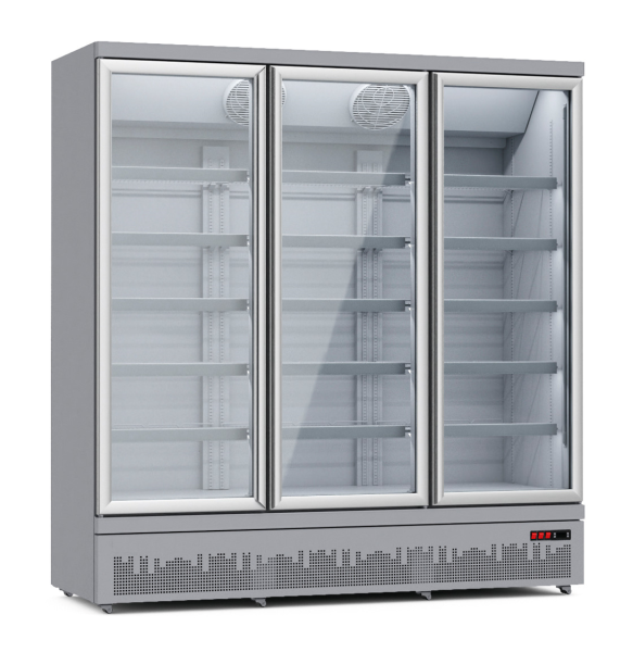Kühlschrank mit drei Glastüren und 1530 Liter Füllvolumen