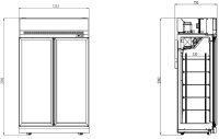 Tiefkühlschrank mit zwei Glastüren und 1000 Liter Füllvolumen