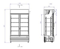 Kühlschrank mit zwei Glastüren und 670 Liter Füllvolumen
