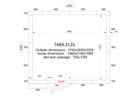 Tiefkühlzelle - 10,4 m³- 2,7 x 2,4 - Höhe 2,2 m - inkl. Wandkühlaggregat - PREMIUM