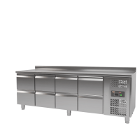 Kühltisch - 2,2 x 0,7 m - 8 Schubladen mit Aufkantung - IDEAL
