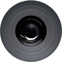 Serie Gourmet Kontrast Teller tief mit breiter, strukturierter Fahne Ø 265 mm, schwarz