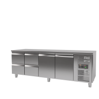 Kühltisch - 2,2 x 0,7 m - 2 Türen und 4 Schubladen - IDEAL