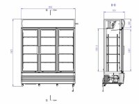 Kühlschrank 3 Glastüren Schwarz - 1065 Liter