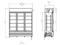 Kühlschrank mit drei Glastüren und 1065 Liter Füllvolumen